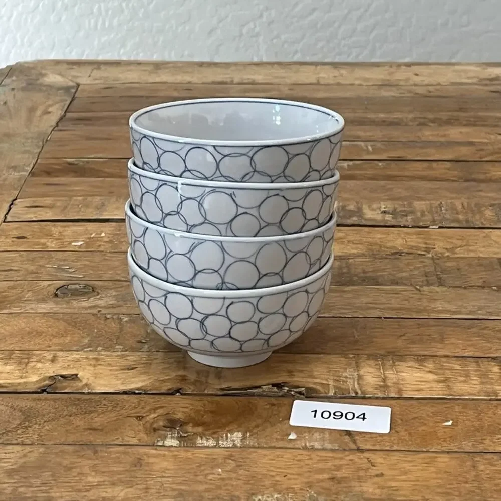 IKEA Blue Bubbles Ceramic Bowl Set of 4 4.4